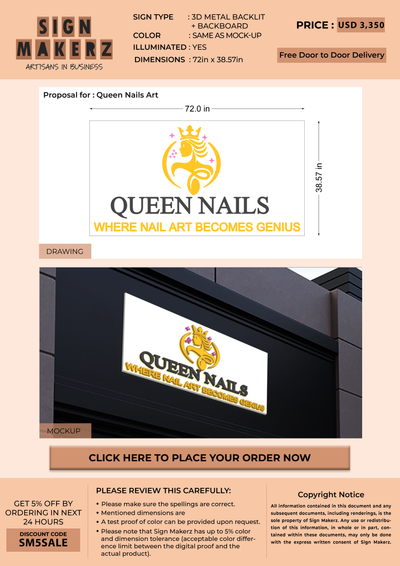 business signage for Queen Nails Art