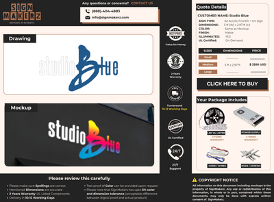 Business Signs for Studio Blue