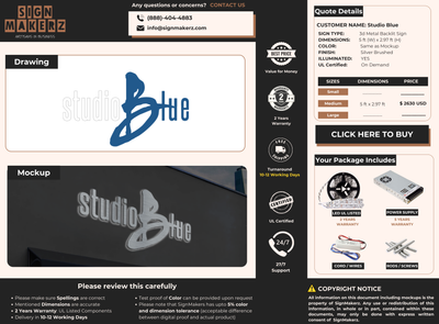 Business Signs for Studio Blue