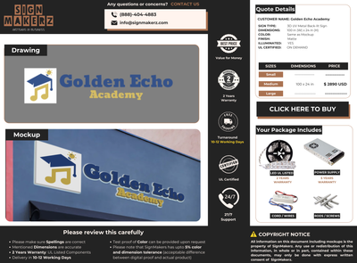 3D UV Metal Back-lit Sign for Golden Echo