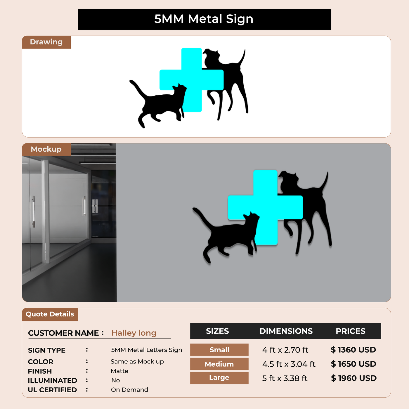 5MM Metal Sign For Halley long