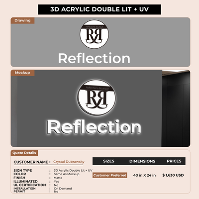 3d acrylic doublelit for Crystal Dubrawsky