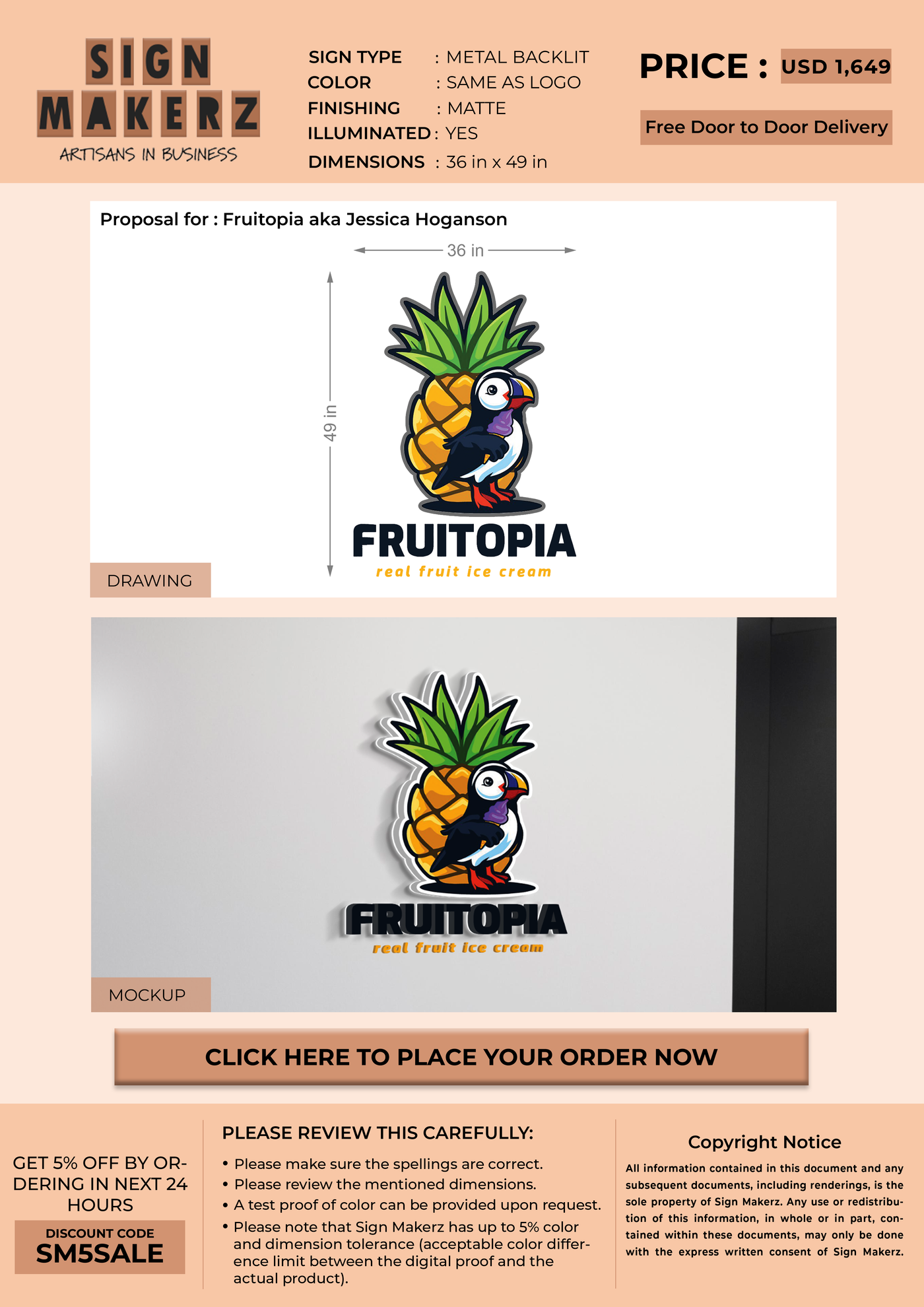 Business signage for Fruitopia aka Jessica Hoganson