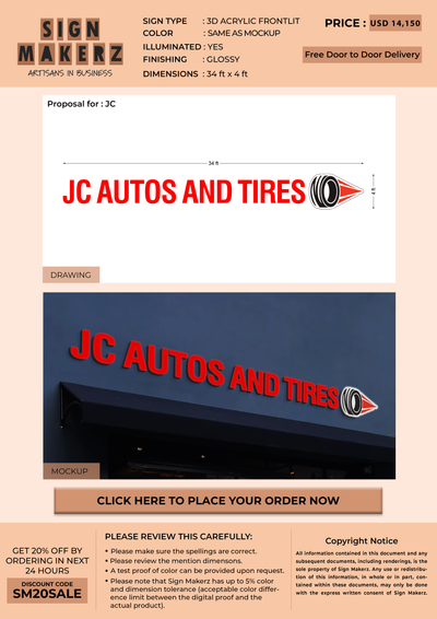 Business signage for jc