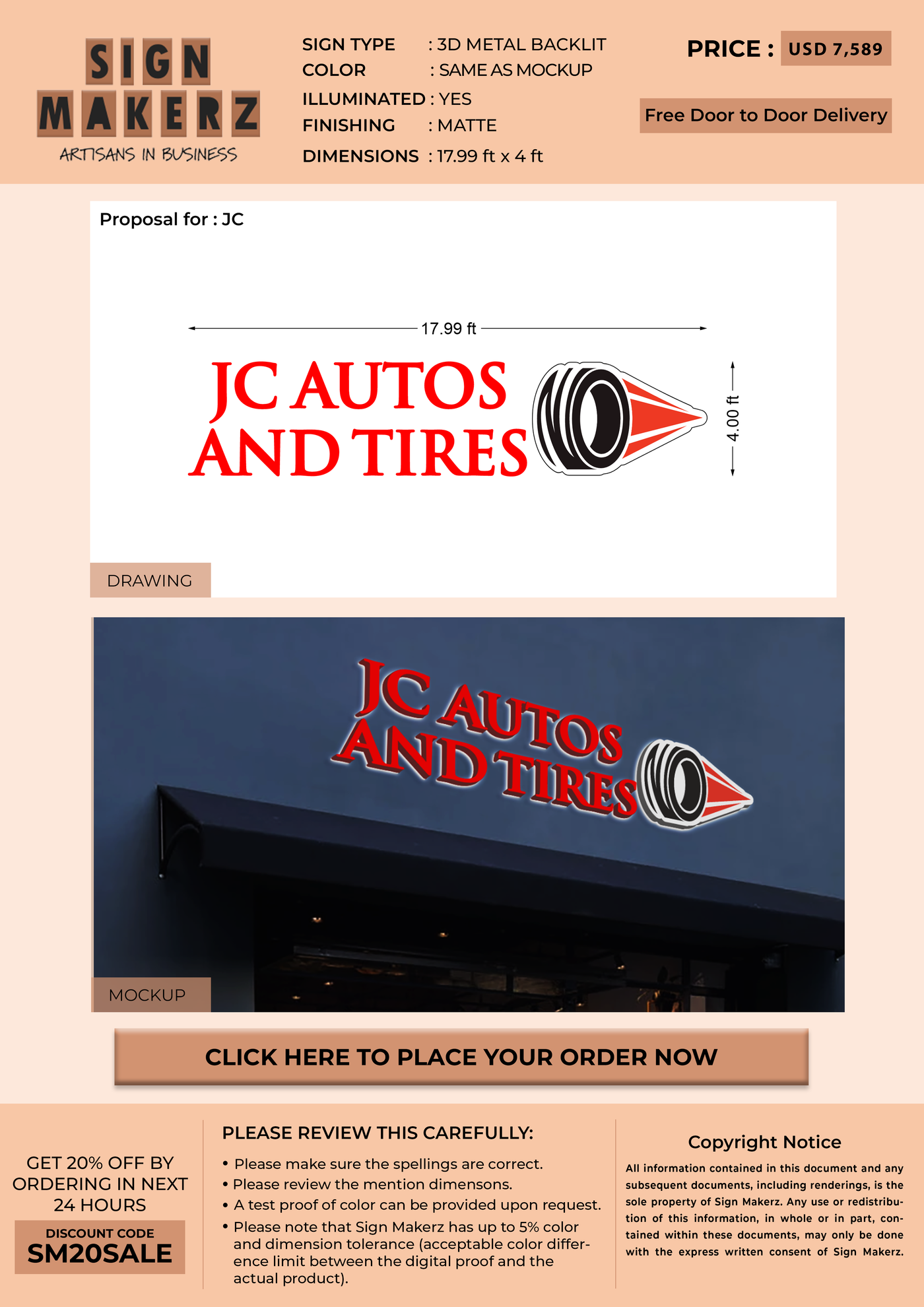 Business signage for jc