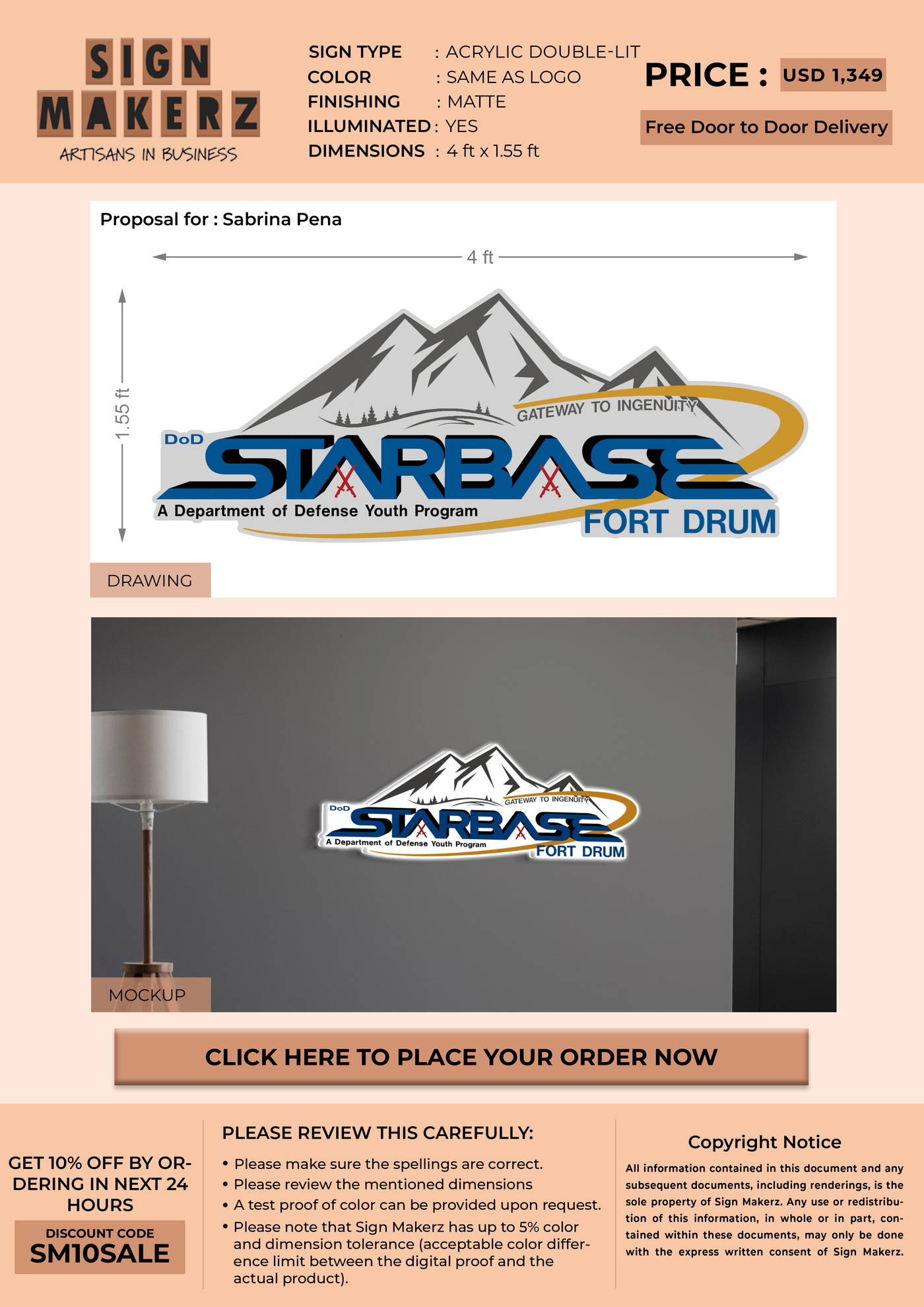 Custom Business Signage for Sabrina Pena