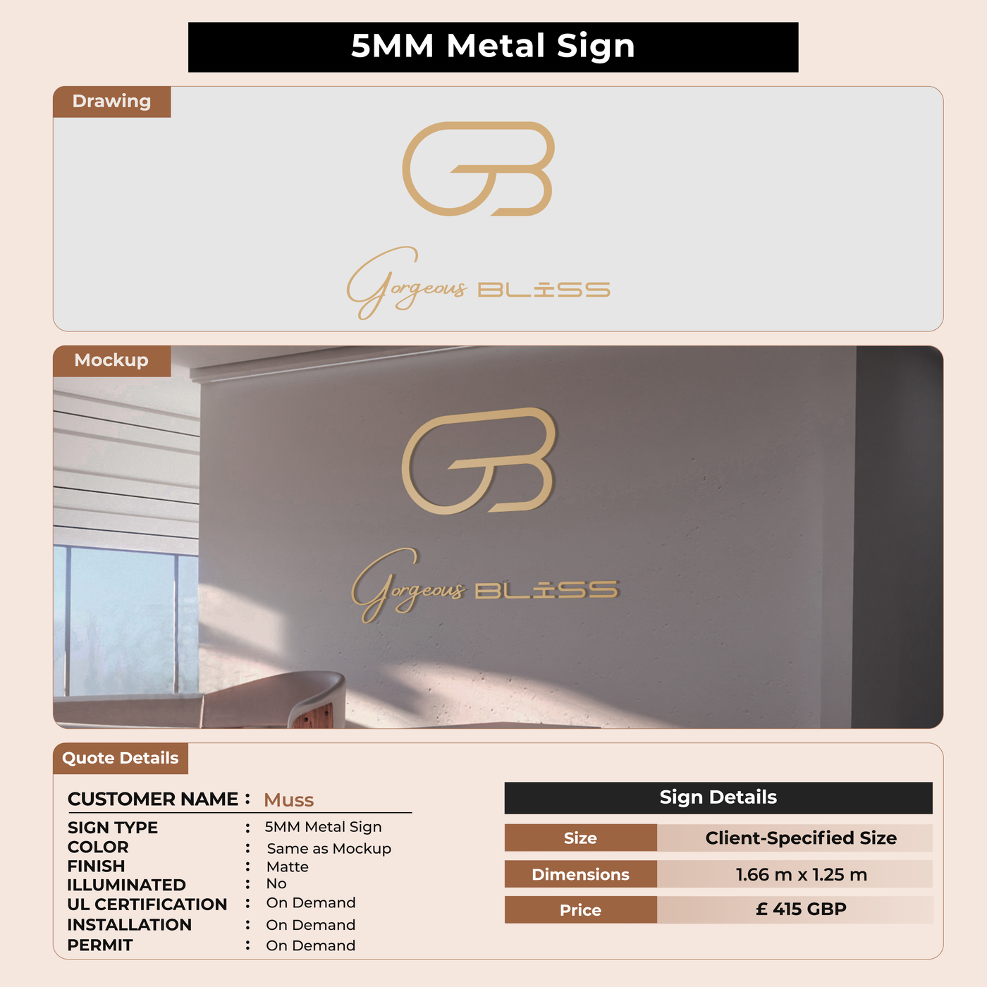 5MM Metal Sign For Muss