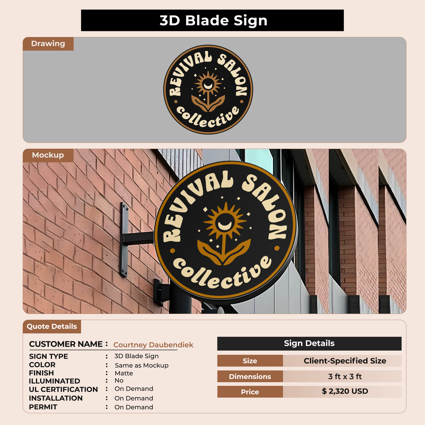 3D Blade Sign For Courtney Daubendiek