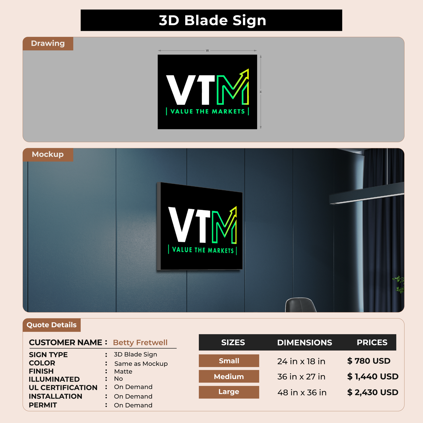 3D Blade Sign for Betty Fretwell