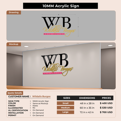 Business signage for Wildalis Burgos