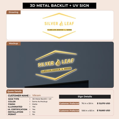 3D UV Metal Backlit Sign for Vikram