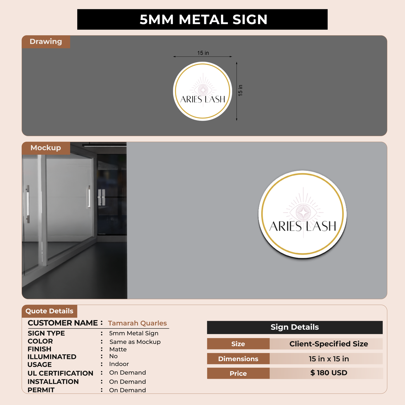 Business signage for Tamarah Quarles