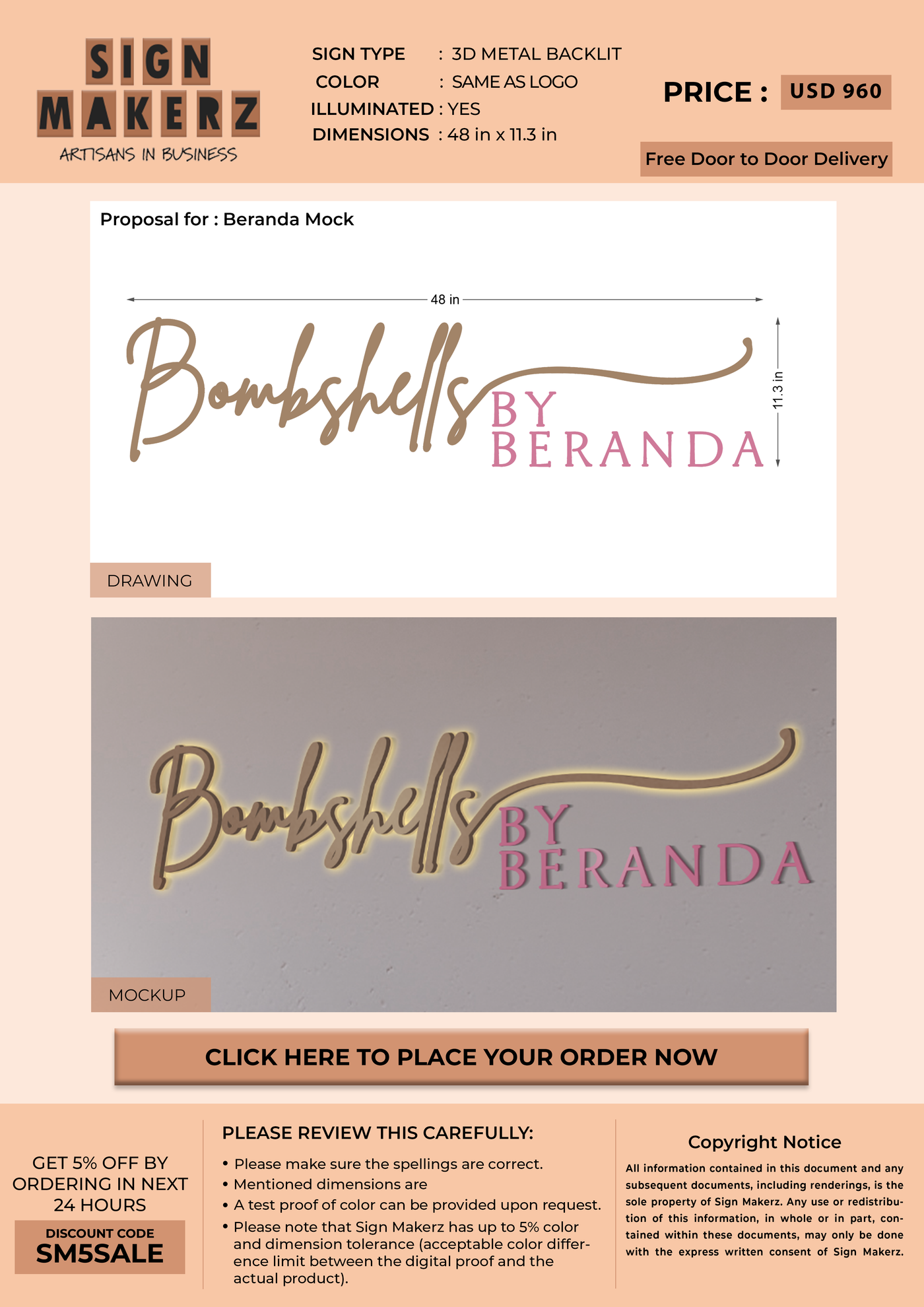 Business signage for Beranda Mock