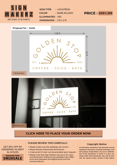 Business signage for Juliet