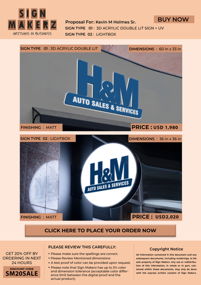 Business signage for Kevin M Holmes Sr.