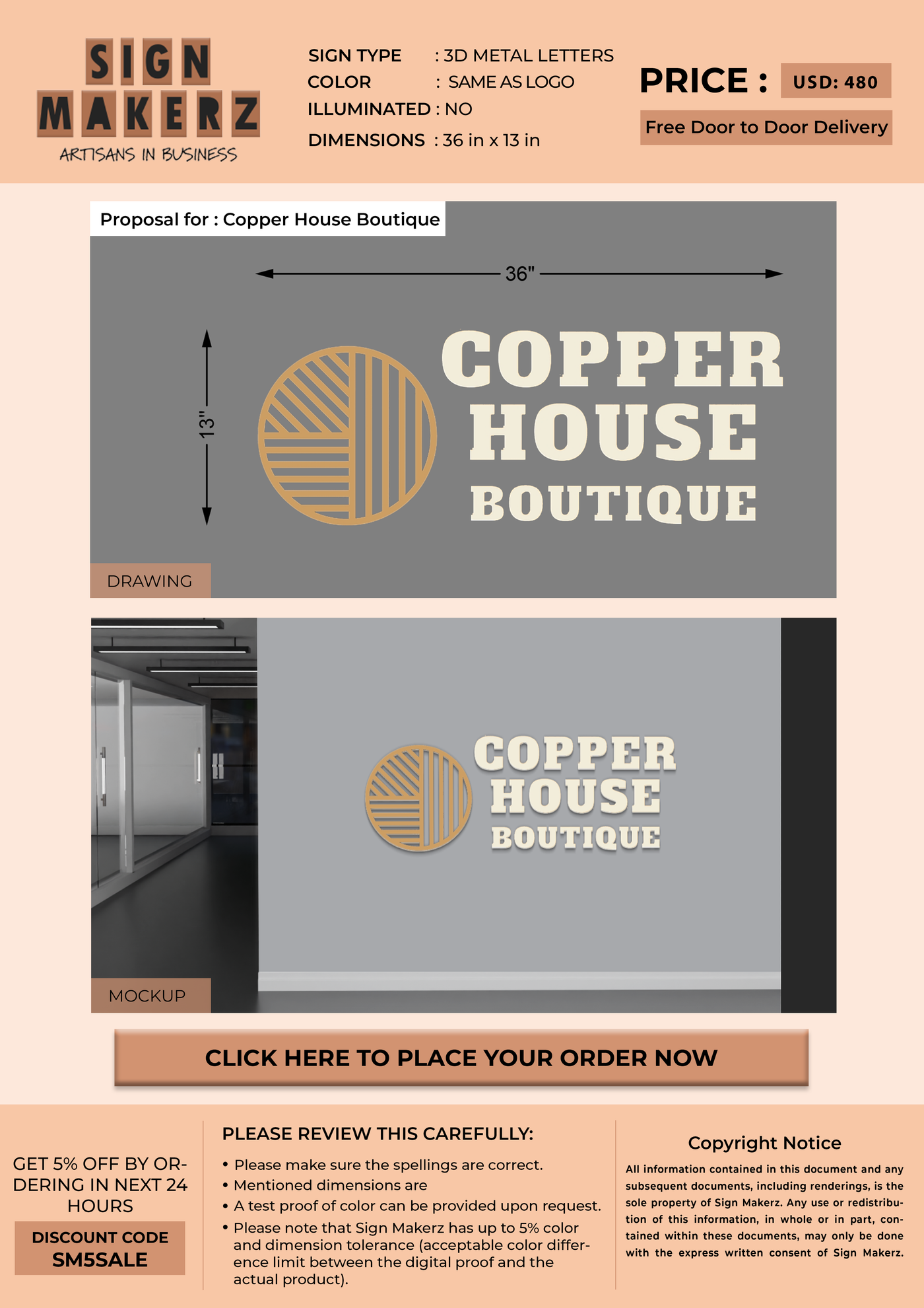 Custom Signs For Copper House Boutique