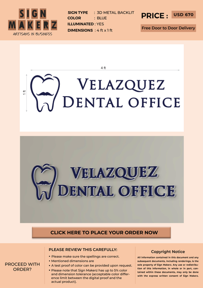 3D Metal Backlit Sign for Luis Velazquez