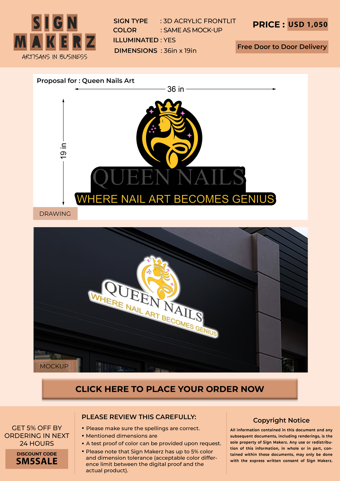 business signage for Queen Nails Art