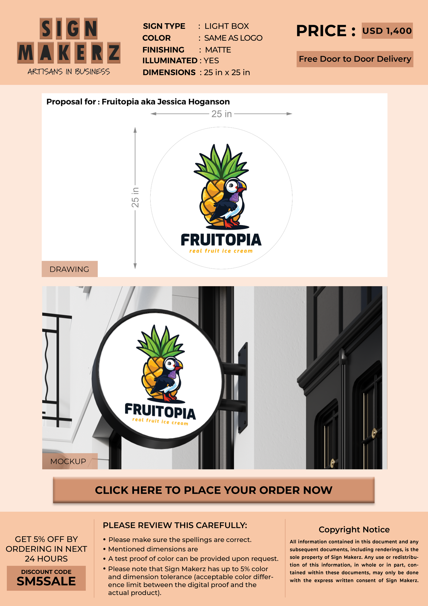 Business signage for Fruitopia aka Jessica Hoganson