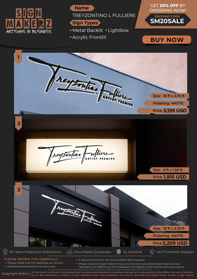 Business Signs For TREYZONTINO L FULLIERE