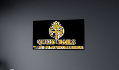 3d Metal backlit with backboard sign for Queen Nails Art