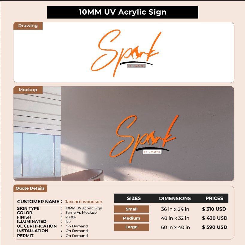 10MM UV Acrylic Sign for Jaccarri woodson