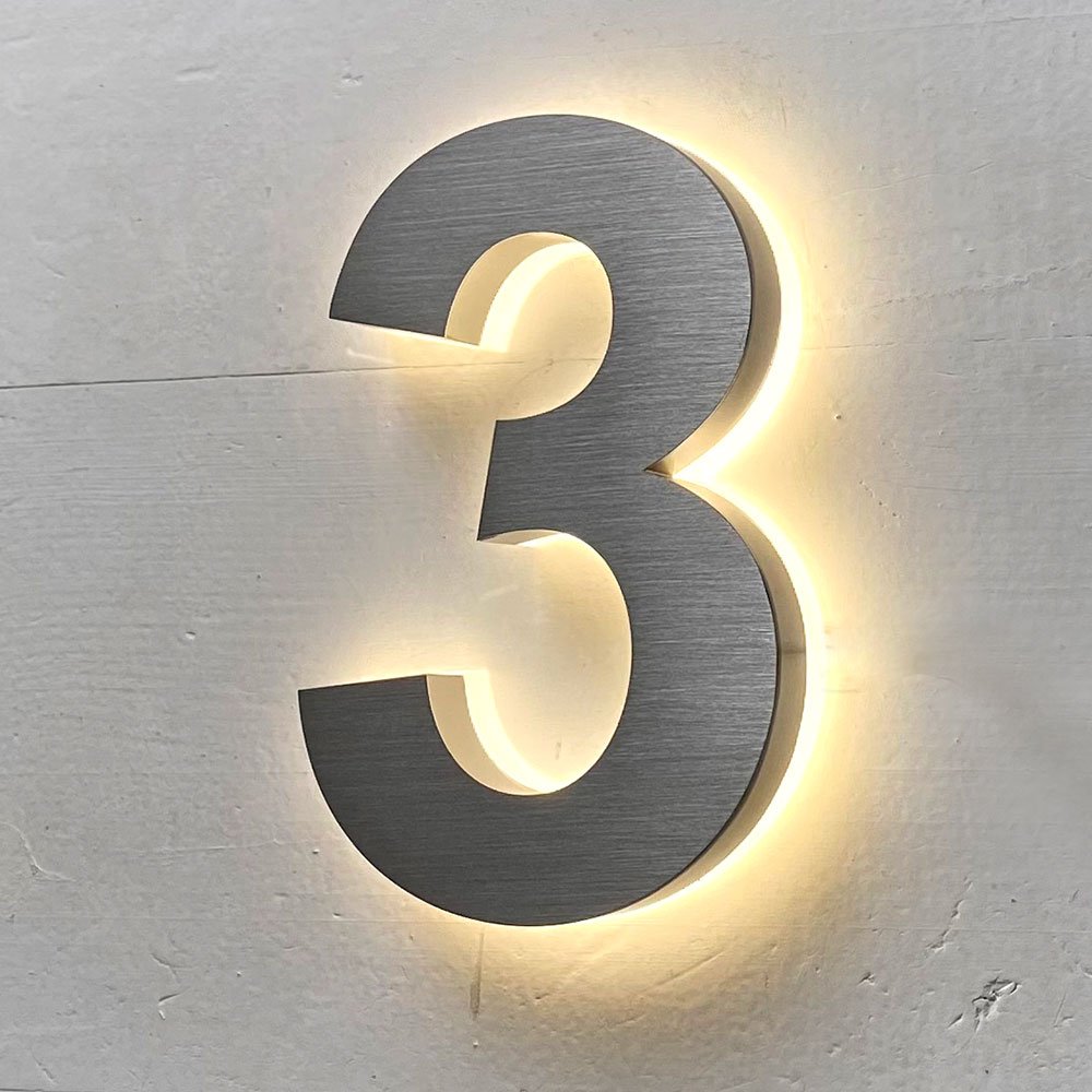 Backlit modern house numbers